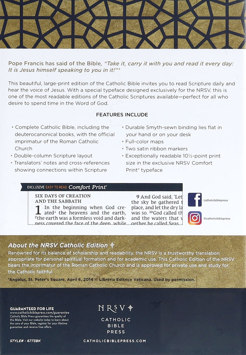 NRSV Catholic Bible Large Print Black