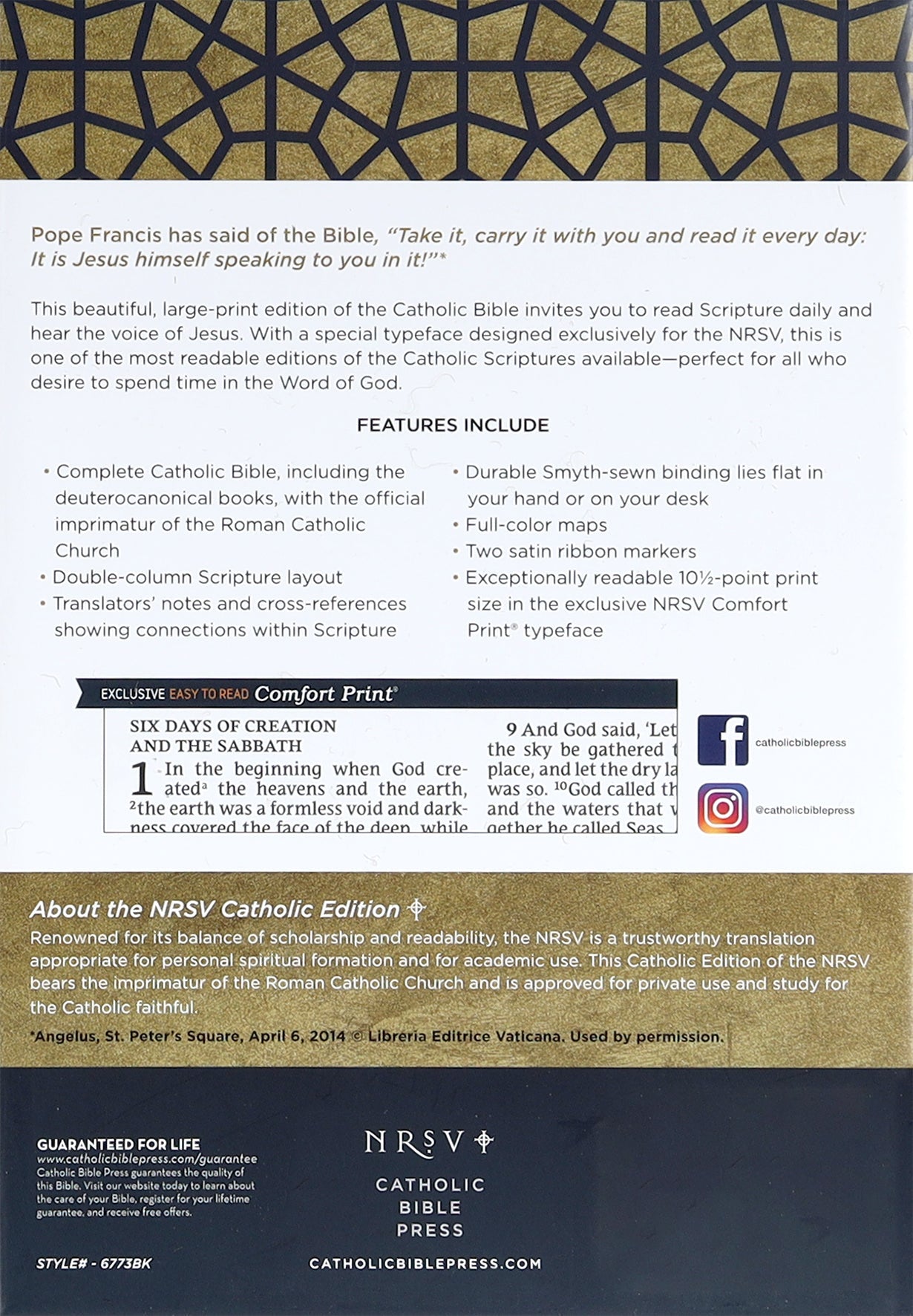 NRSV Catholic Bible Large Print Black