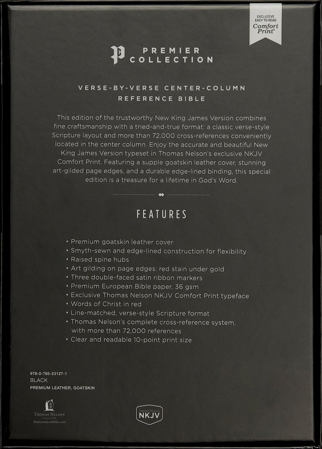 NKJV Reference Bible Black Premier Collection with Red Letter Edition