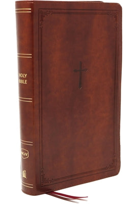 NKJV Compact Bible with End of Verse Cross-References in Brown Leather Cover