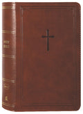 NKJV Compact Bible with End of Verse Cross-References in Brown Leather