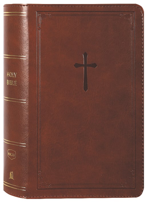 NKJV Compact Bible with End of Verse Cross-References in Brown Leather