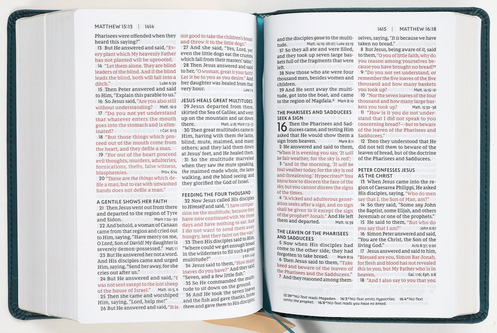 NKJV Compact Reference Bible, Red Letter Edition, for in-depth Bible study.