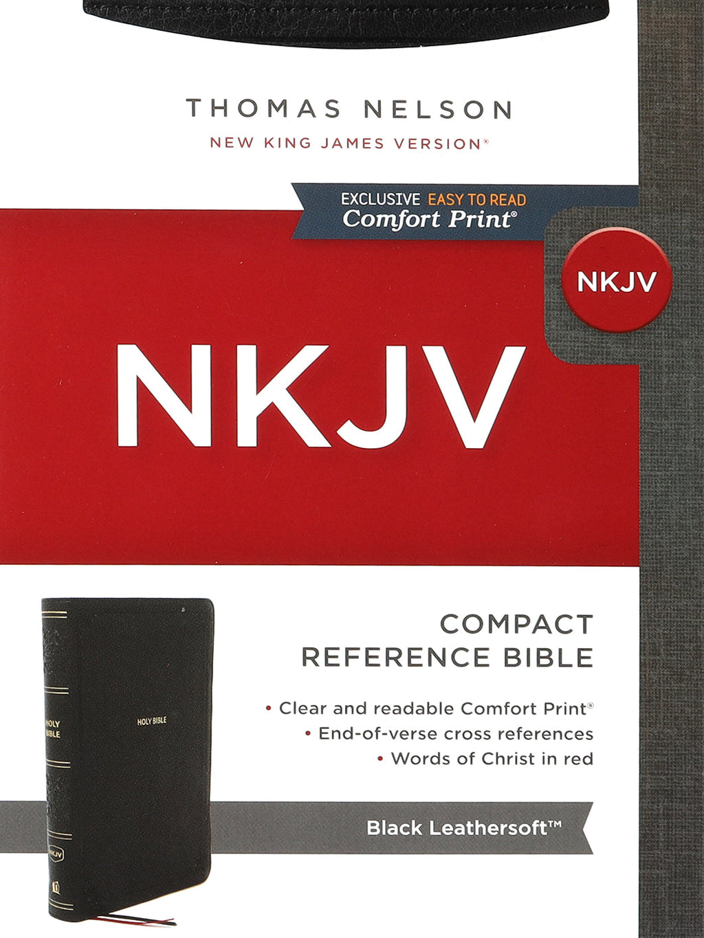 NKJV compact reference Bible in black, red letter edition