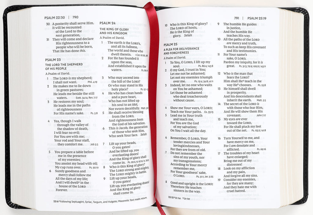 NKJV compact reference Bible in black, red letter edition
