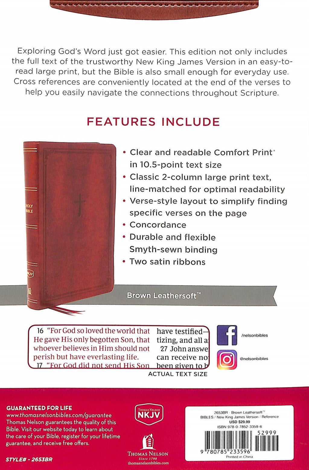 NKJV End-Of-Verse Reference Bible Personal Size Large Print Brown (Red Letter Edition)