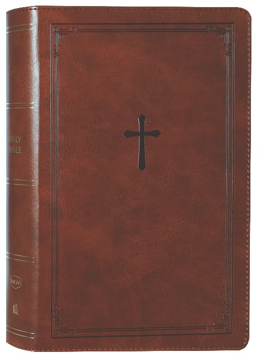 NKJV Personal Size Large Print Reference Bible in brown leather