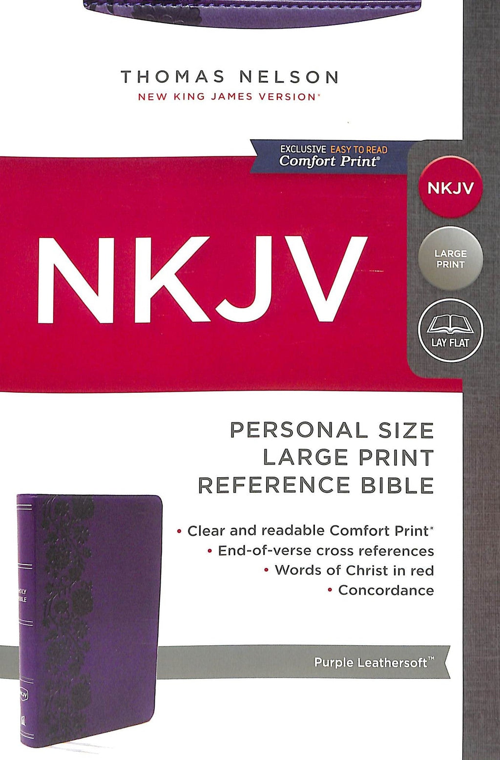 NKJV large print purple Bible with red letter edition study