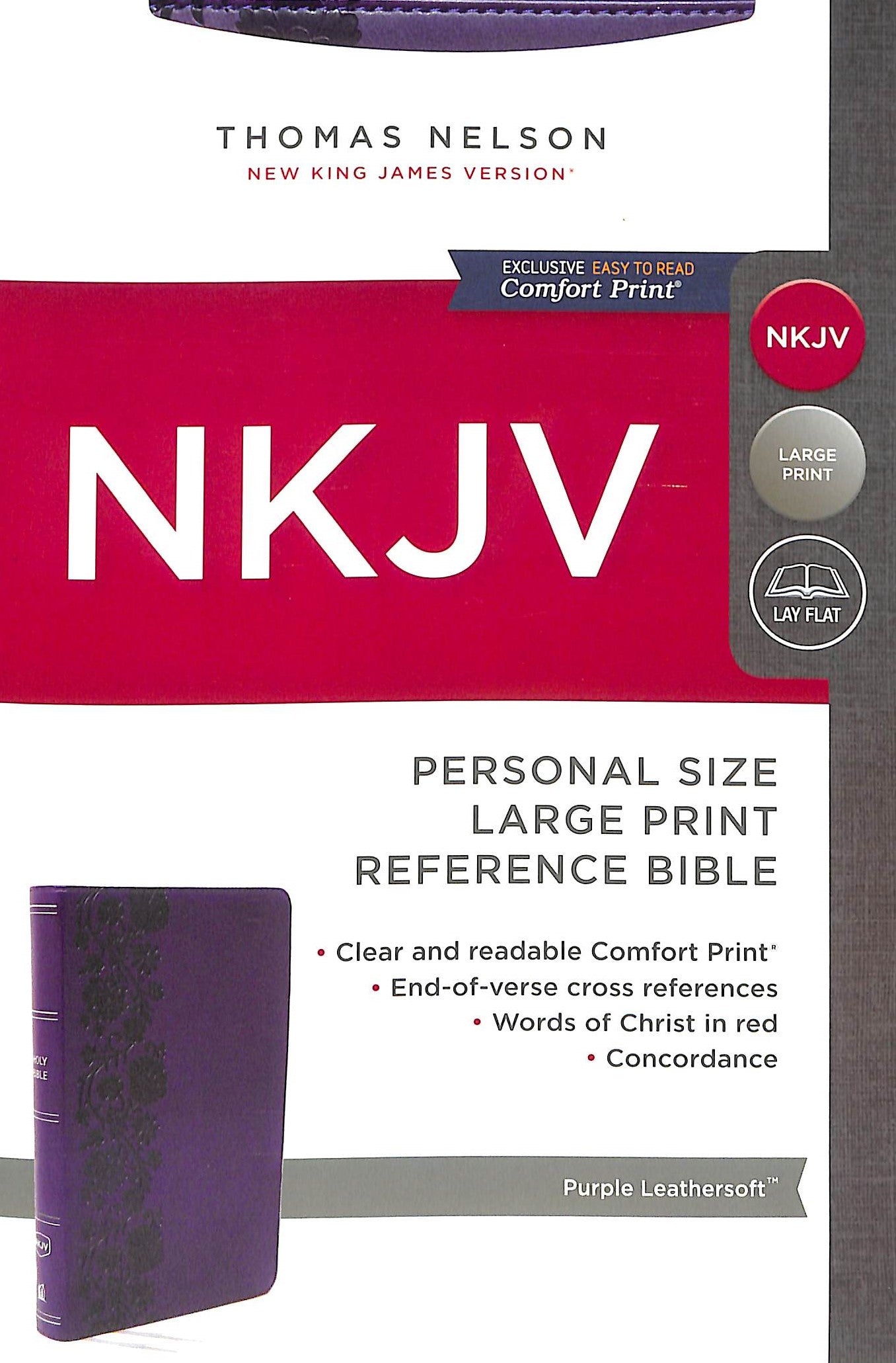 NKJV large print purple Bible with red letter edition study