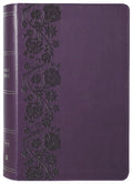Personal size NKJV Bible with purple cover and large print red letter edition