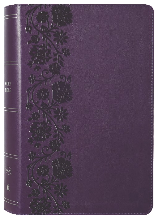 Personal size NKJV Bible with purple cover and large print red letter edition