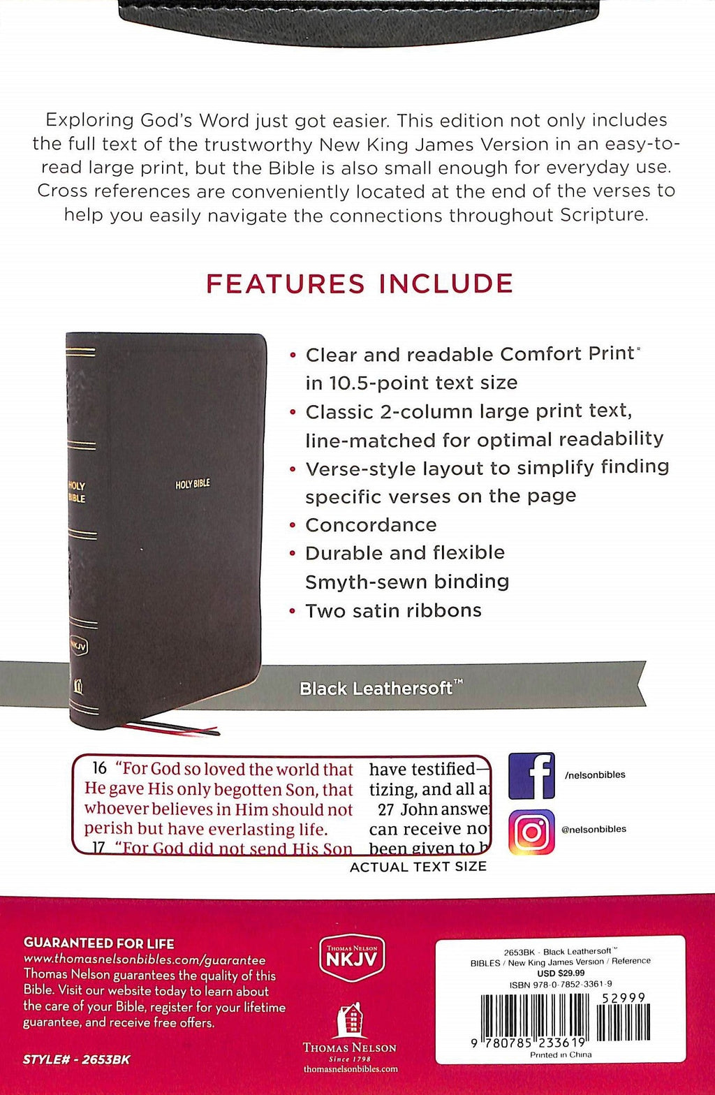 Large Print NKJV Bible with Red Letter Edition and Personal Size