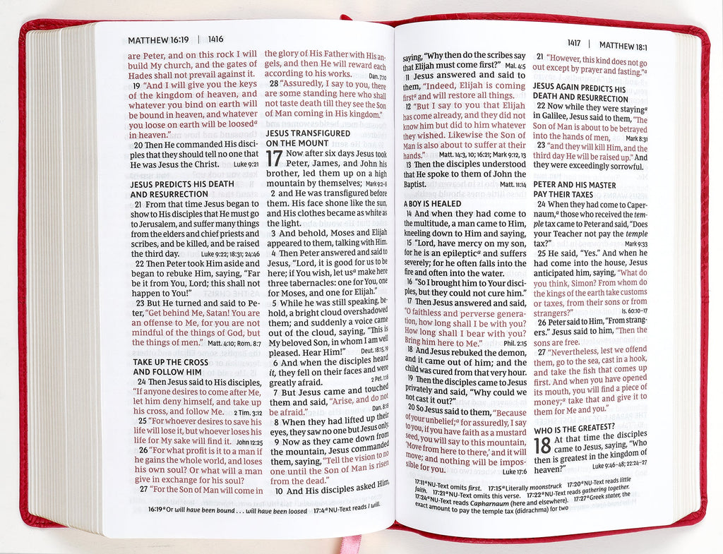 NKJV End-Of-Verse Reference Bible Personal Size Large Print Pink (Red Letter Edition)