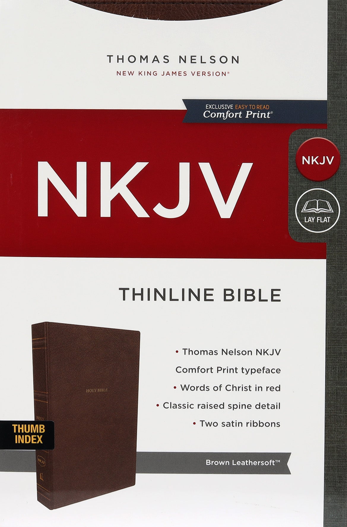 NKJV Thinline Bible Brown Thumb Indexed (Red Letter Edition)