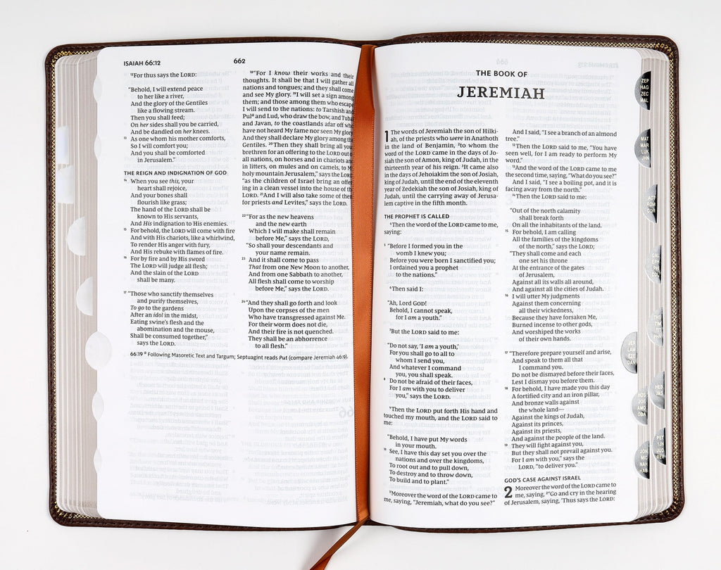 NKJV Thinline Bible Brown Thumb Indexed (Red Letter Edition)