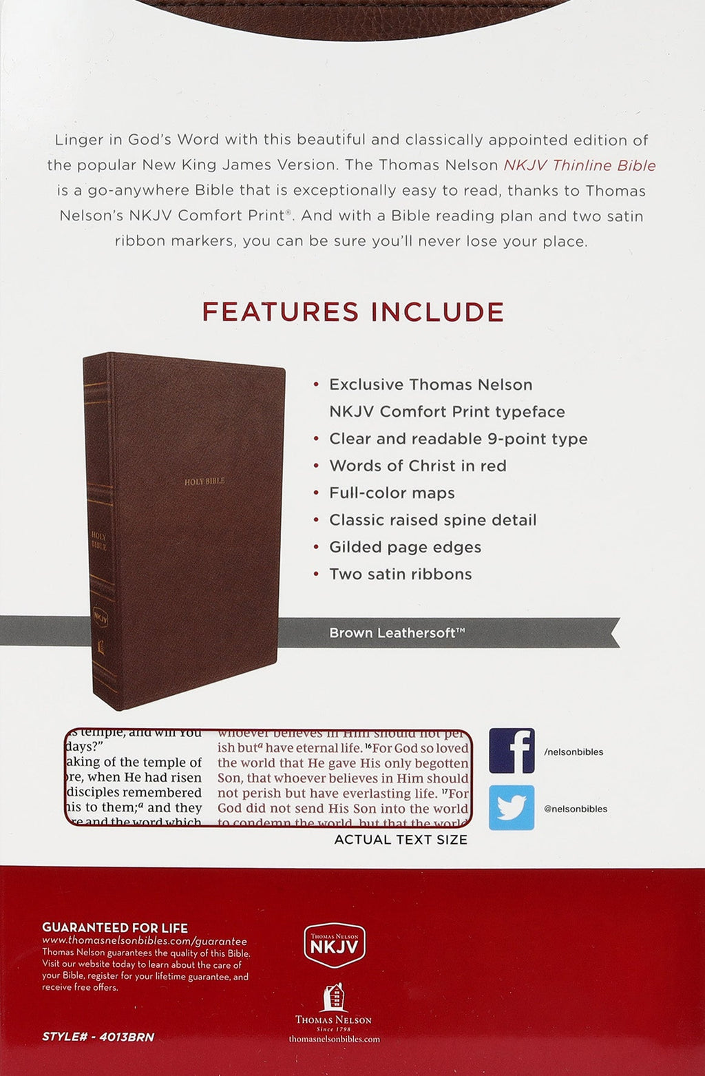 NKJV Thinline Bible, Brown Thumb Indexed, Red Letter Edition