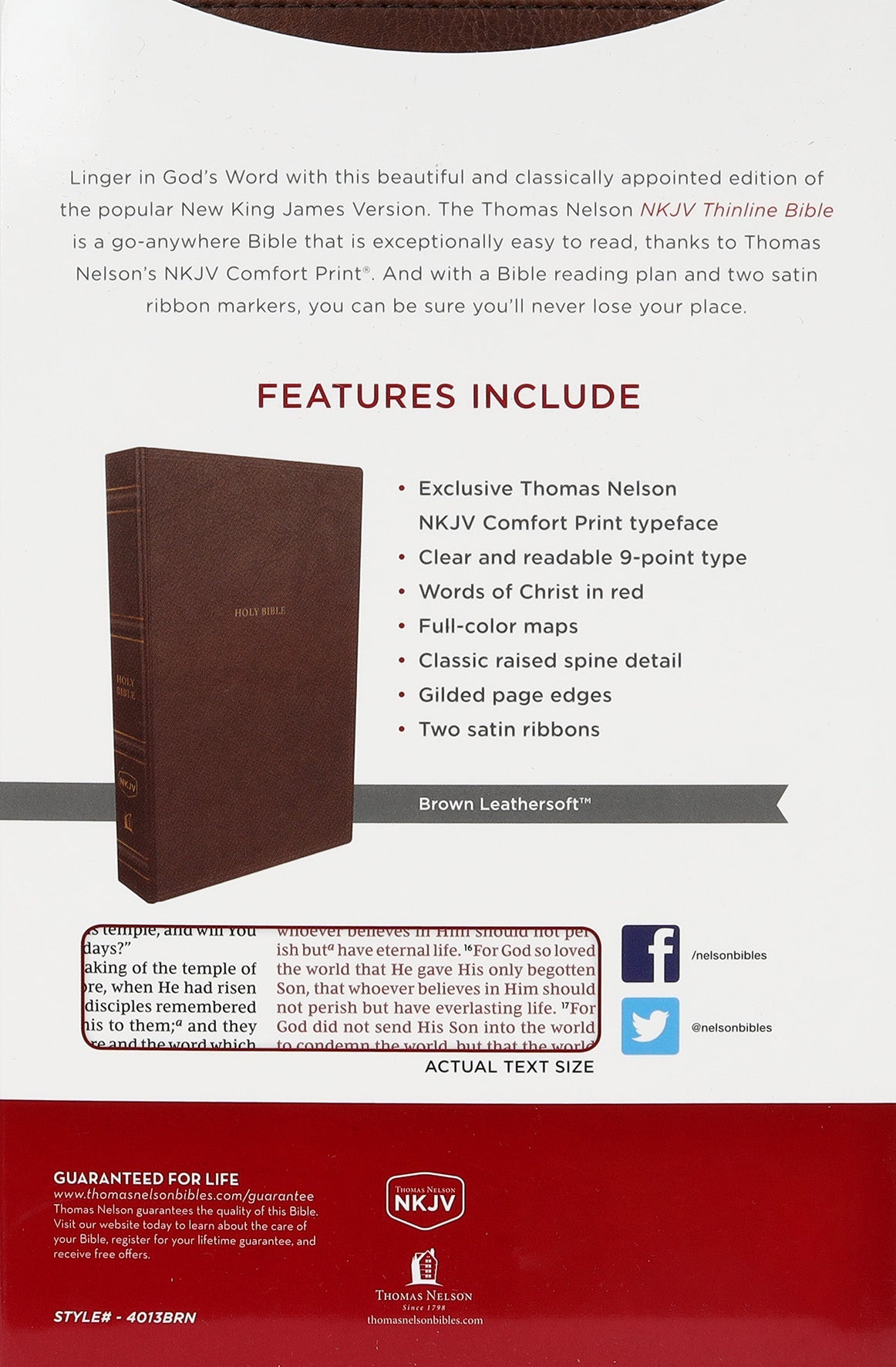 NKJV Thinline Bible, Brown Thumb Indexed, Red Letter Edition