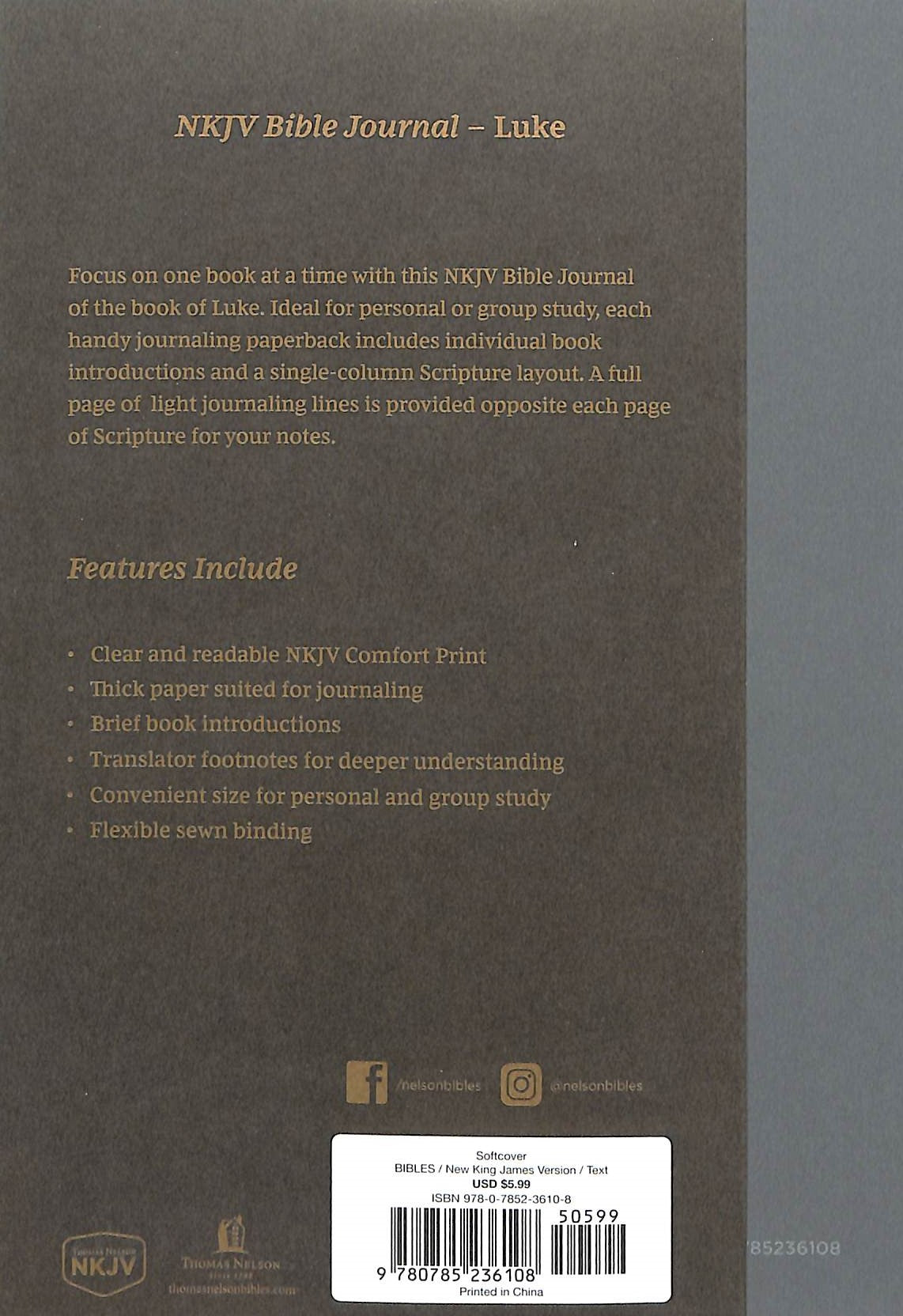 NKJV Scripture Journal - A study companion for the Gospel of Luke in the New King James Version.