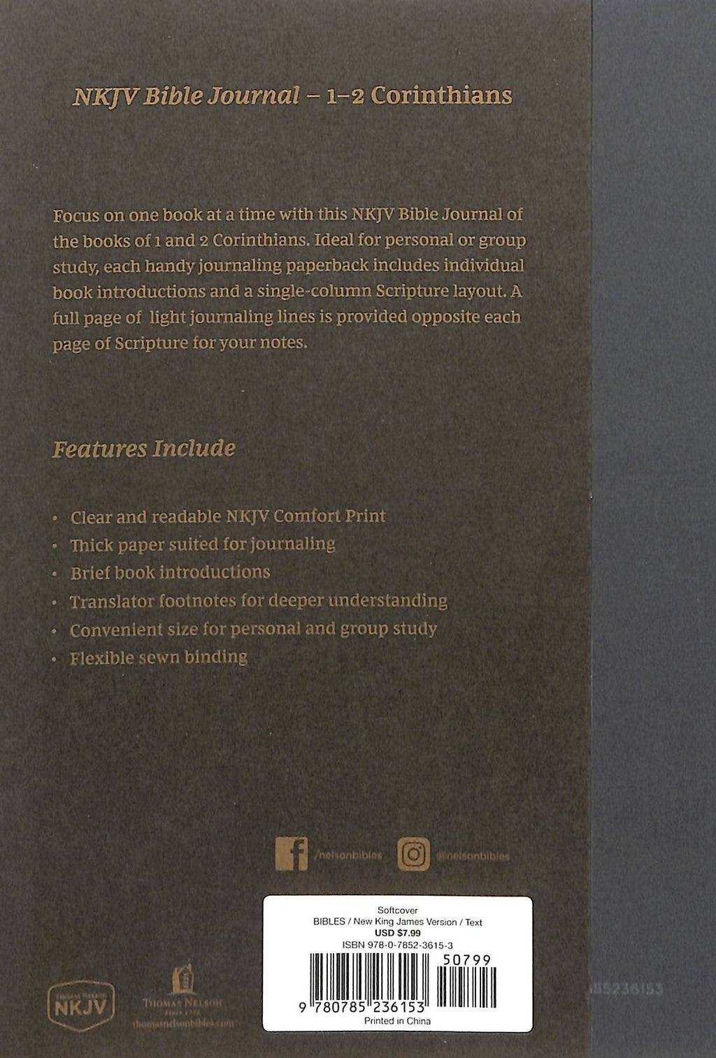 NKJV New King James Version Scripture Journal for 1-2 Corinthians notes and commentary.