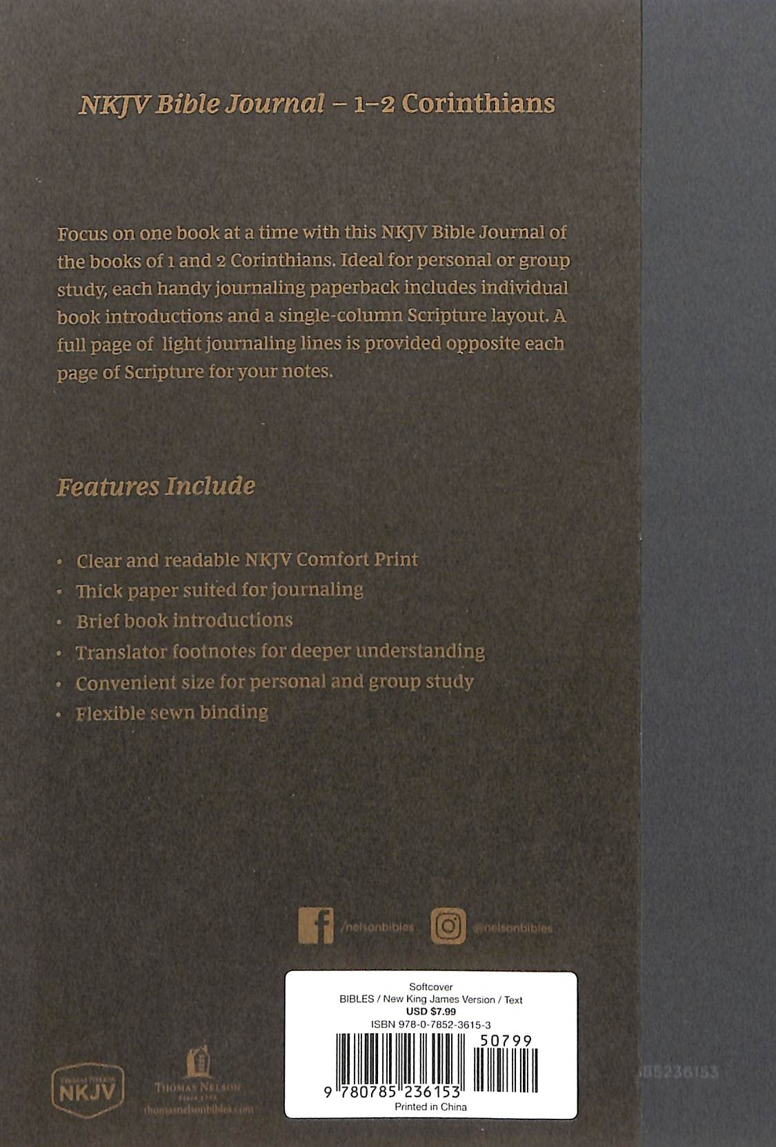NKJV New King James Version Scripture Journal for 1-2 Corinthians notes and commentary.