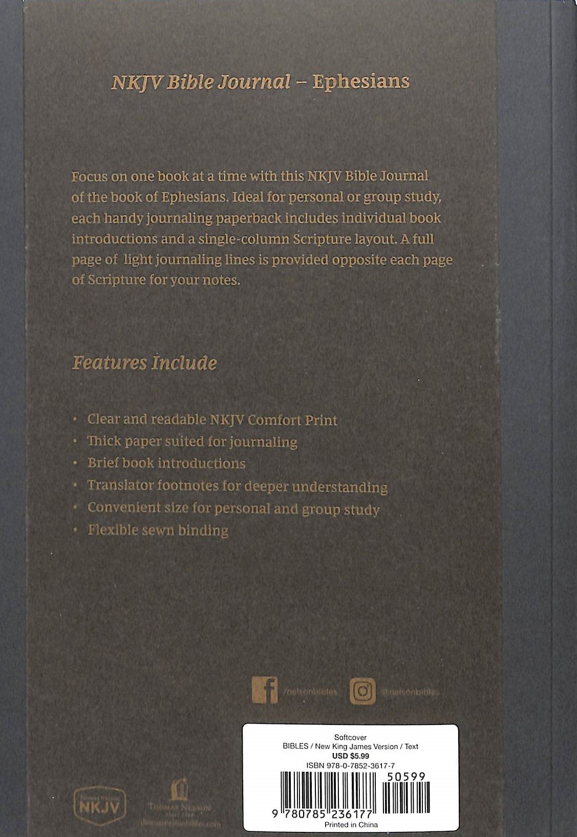 NKJV Bible Journal highlighting the book of Ephesians, designed for in-depth Bible study