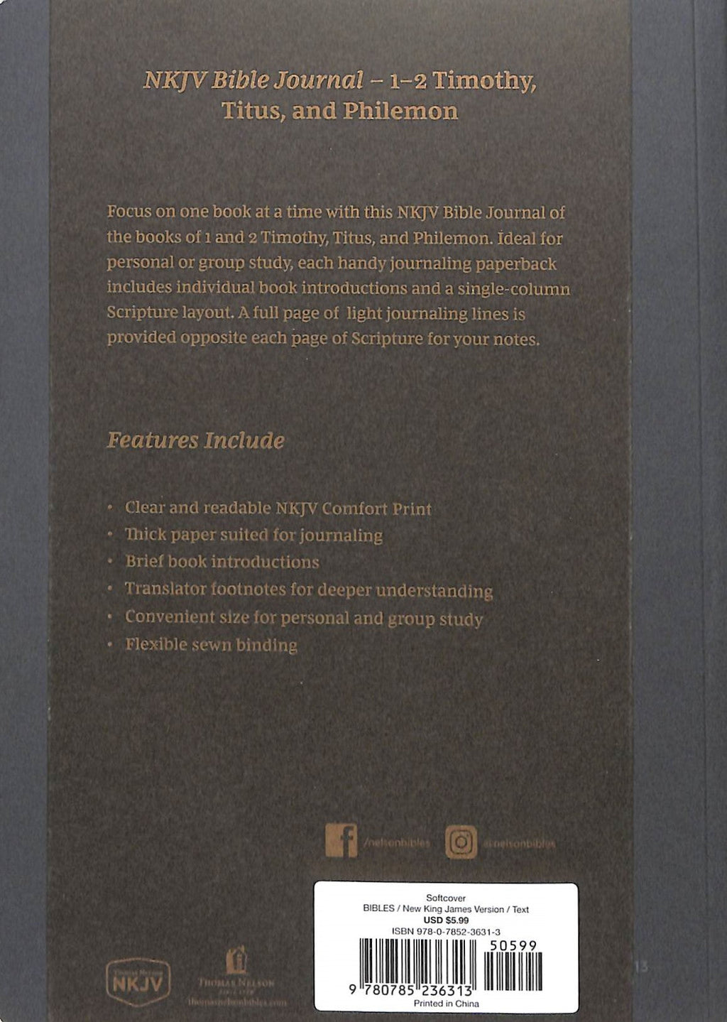 NKJV Bible Journal - 1-2 Timothy, Titus, Philemon