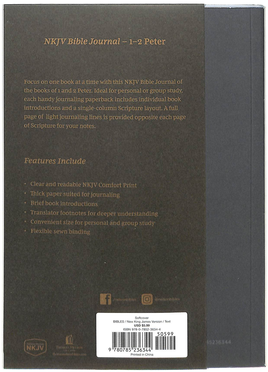 NKJV Bible Journaling Bible with 1-2 Peter study notes