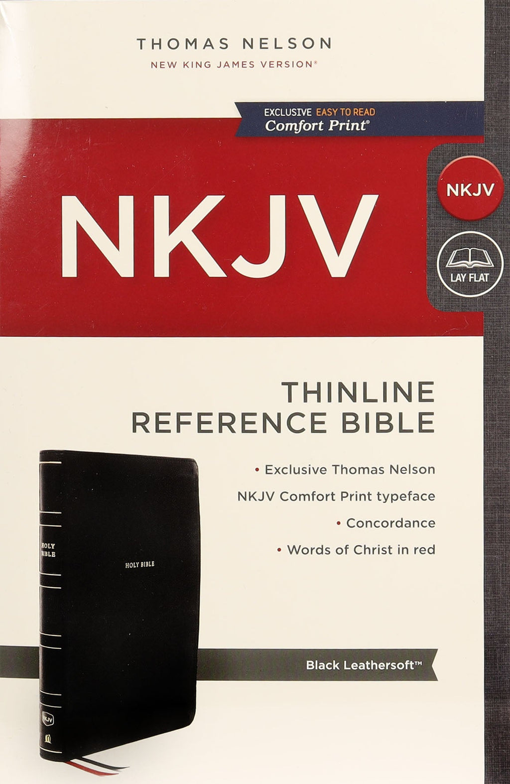 NKJV Thinline Reference Bible features a black red letter edition design