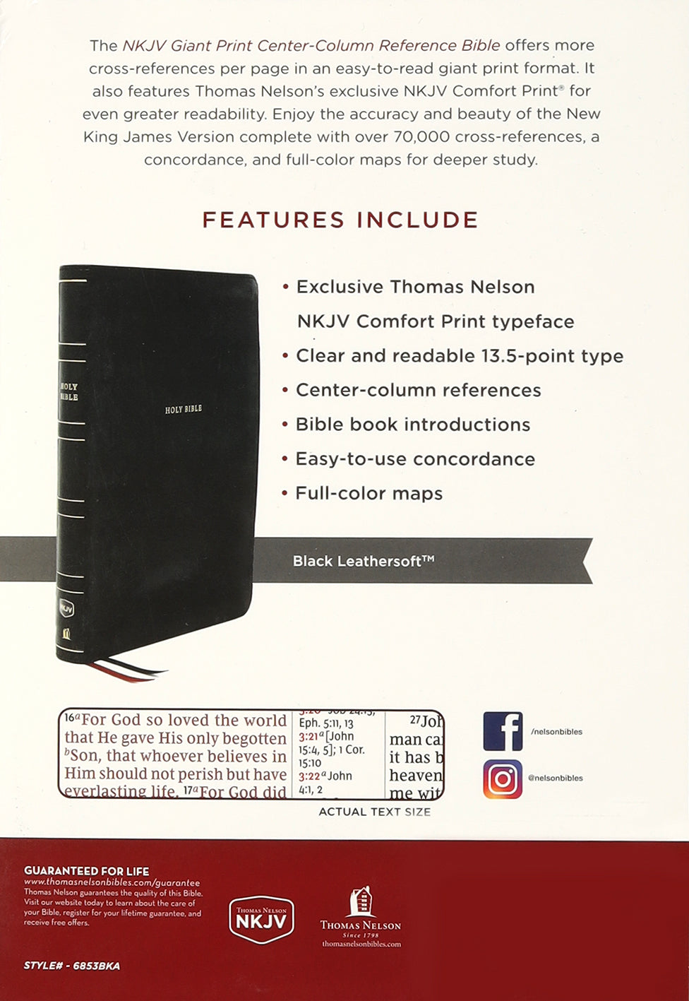 Center-column NKJV Giant Print Black Letter Reference Bible with red letter editions