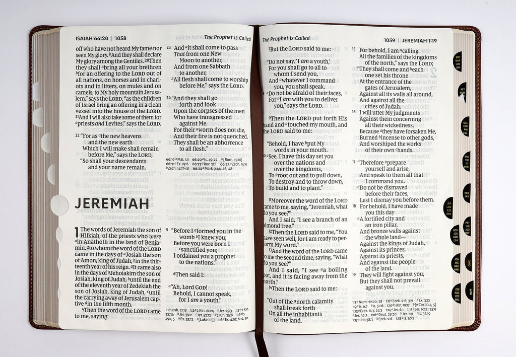 NKJV Reference Bible in giant print, brown cover, thumb indexed, red letter edition