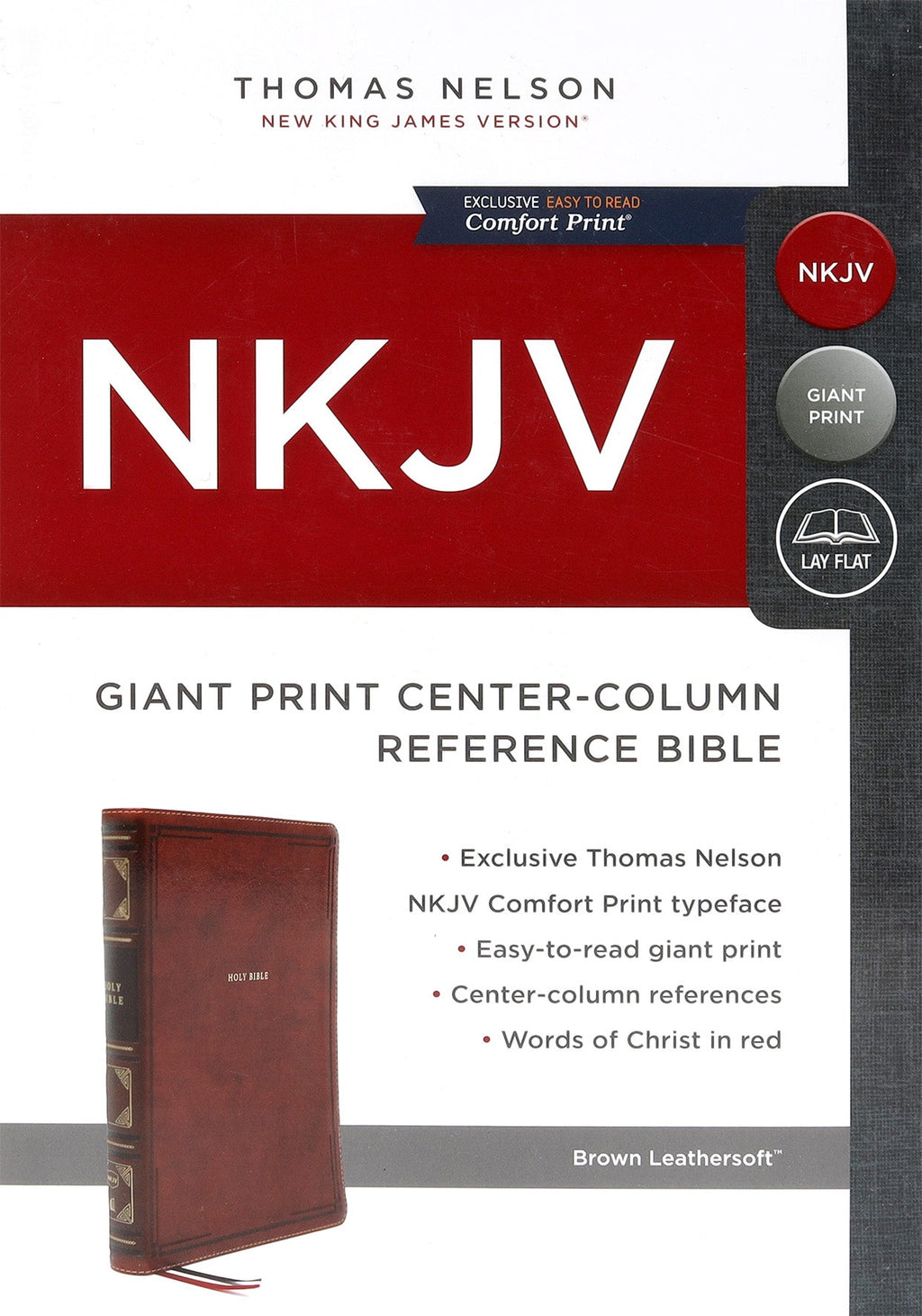 NKJV New King James Version Reference Bible in brown giant print.