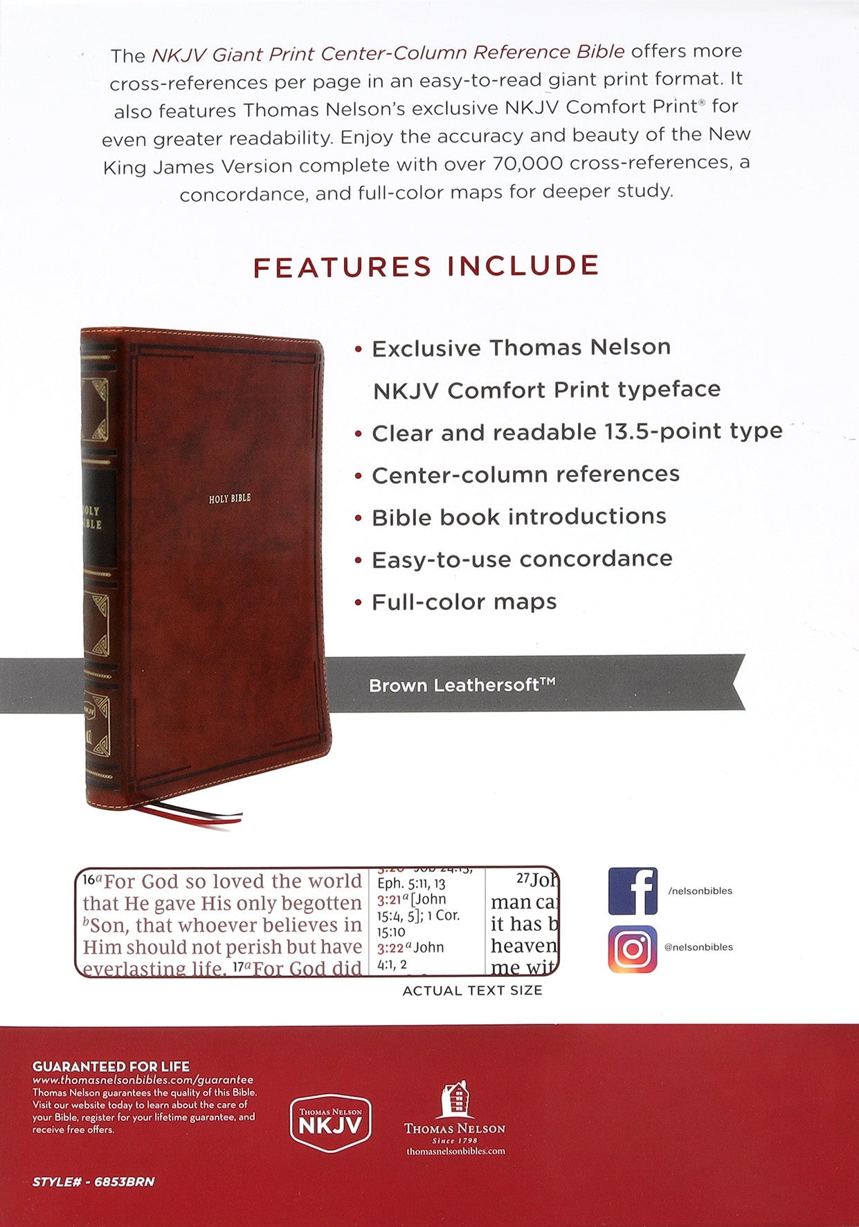 NKJV New King James Version Reference Bible in brown giant print.