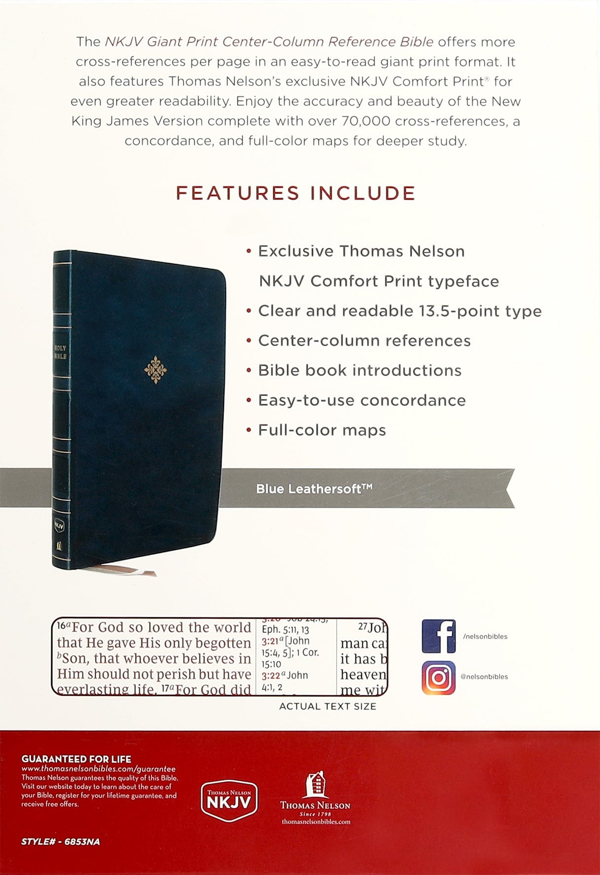 NKJV Reference Bible Center-Column Giant Print Blue (Red Letter Edition)