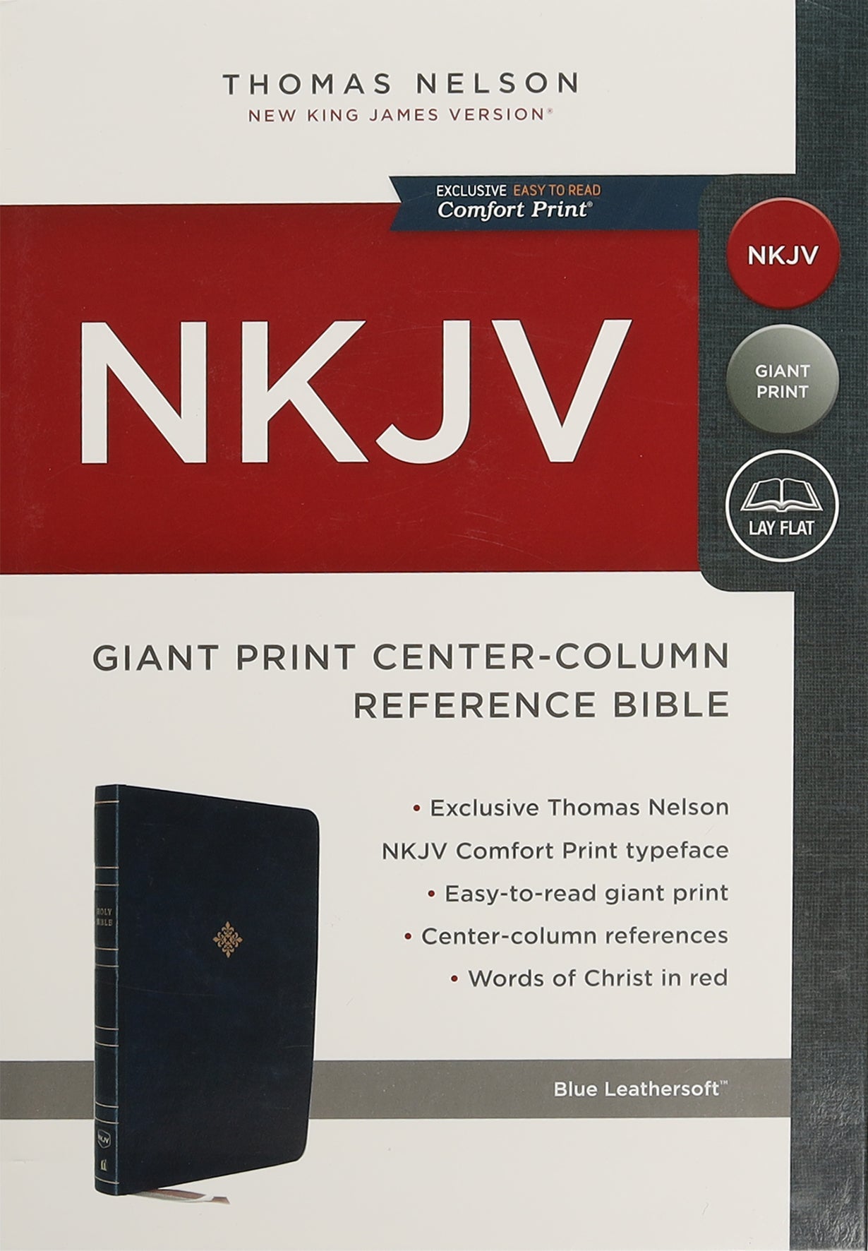 Giant Print NKJV Reference Bible in Blue with Red Letter Edition