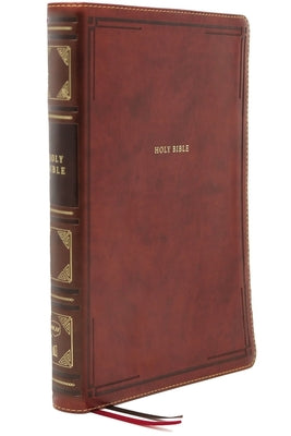 NKJV Thinline Reference Bible Large Print in Brown leather edition with red letter edition