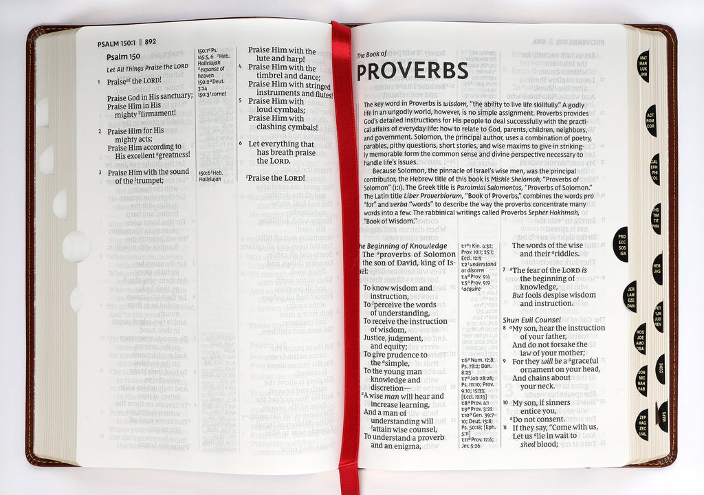 NKJV Reference Bible Center-Column Giant Print Brown Thumb Index (Red Letter Edition)