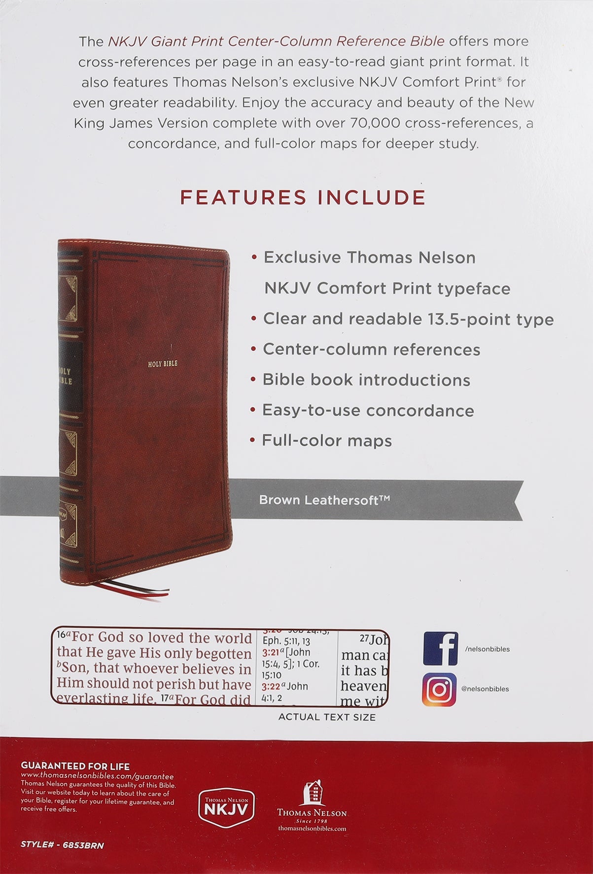 NKJV Brown Thumb Indexed Giant Print Reference Bible with red letter edition