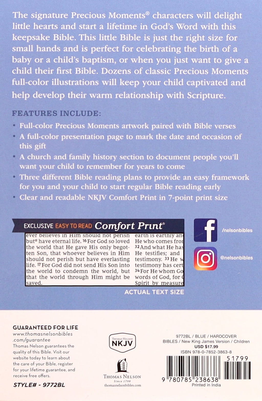 NKJV Precious Moments Small Hands Bible Blue
