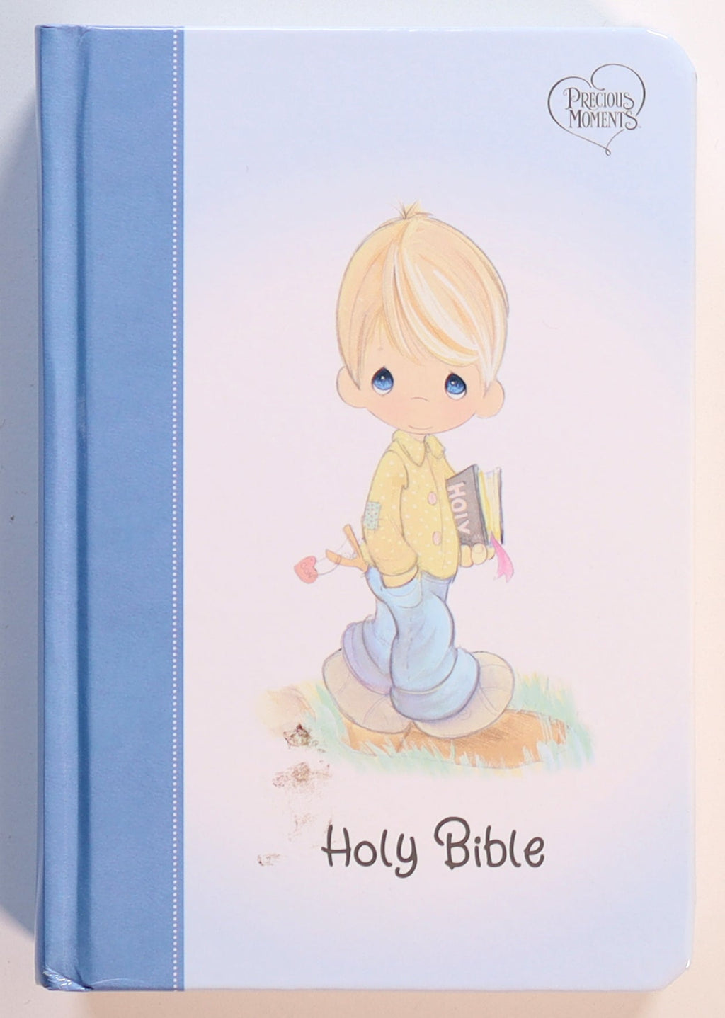 Close-up of NKJV Precious Moments Small Hands Bible in Blue