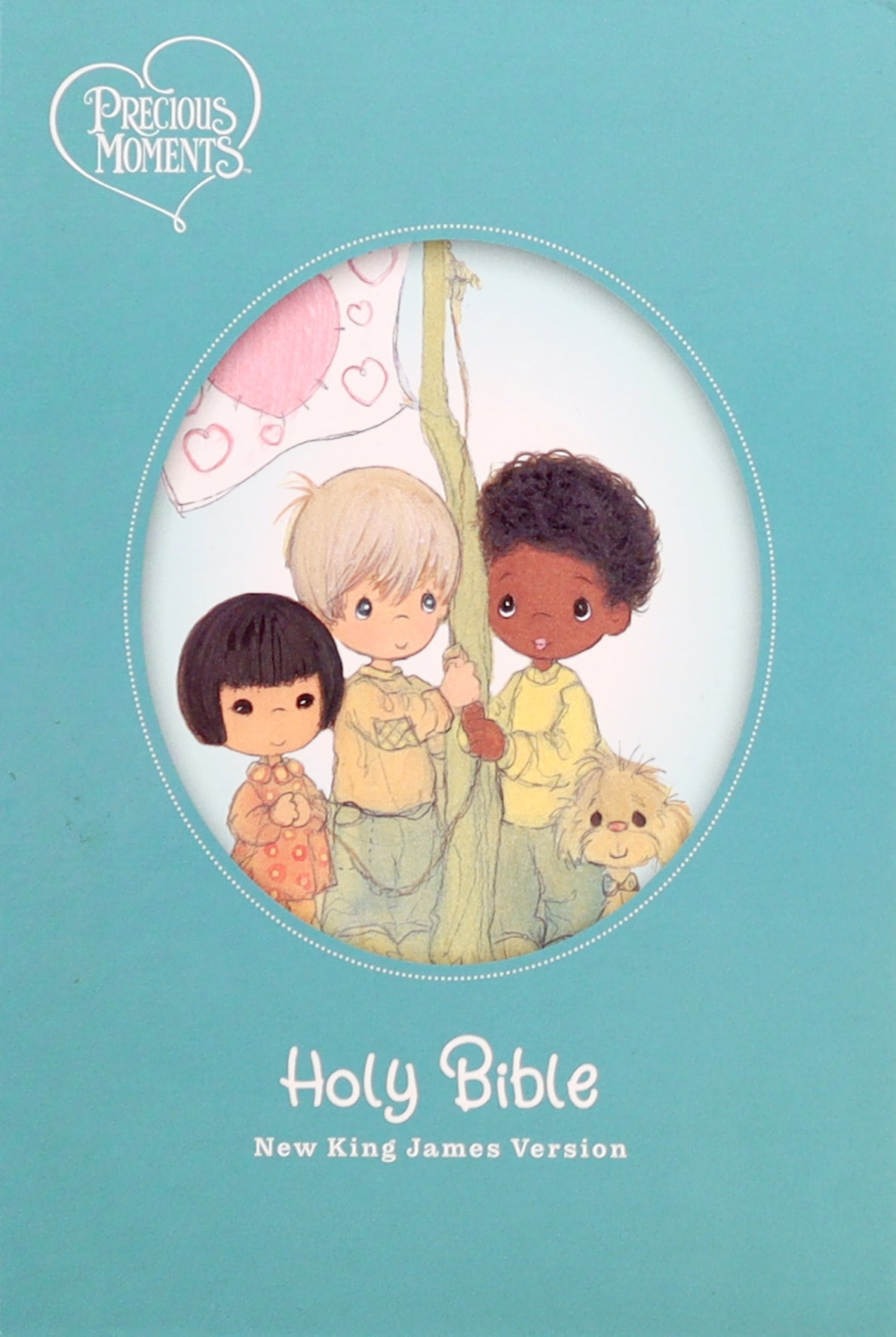 NKJV Precious Moments Small Hands Bible Teal with colorful illustrations