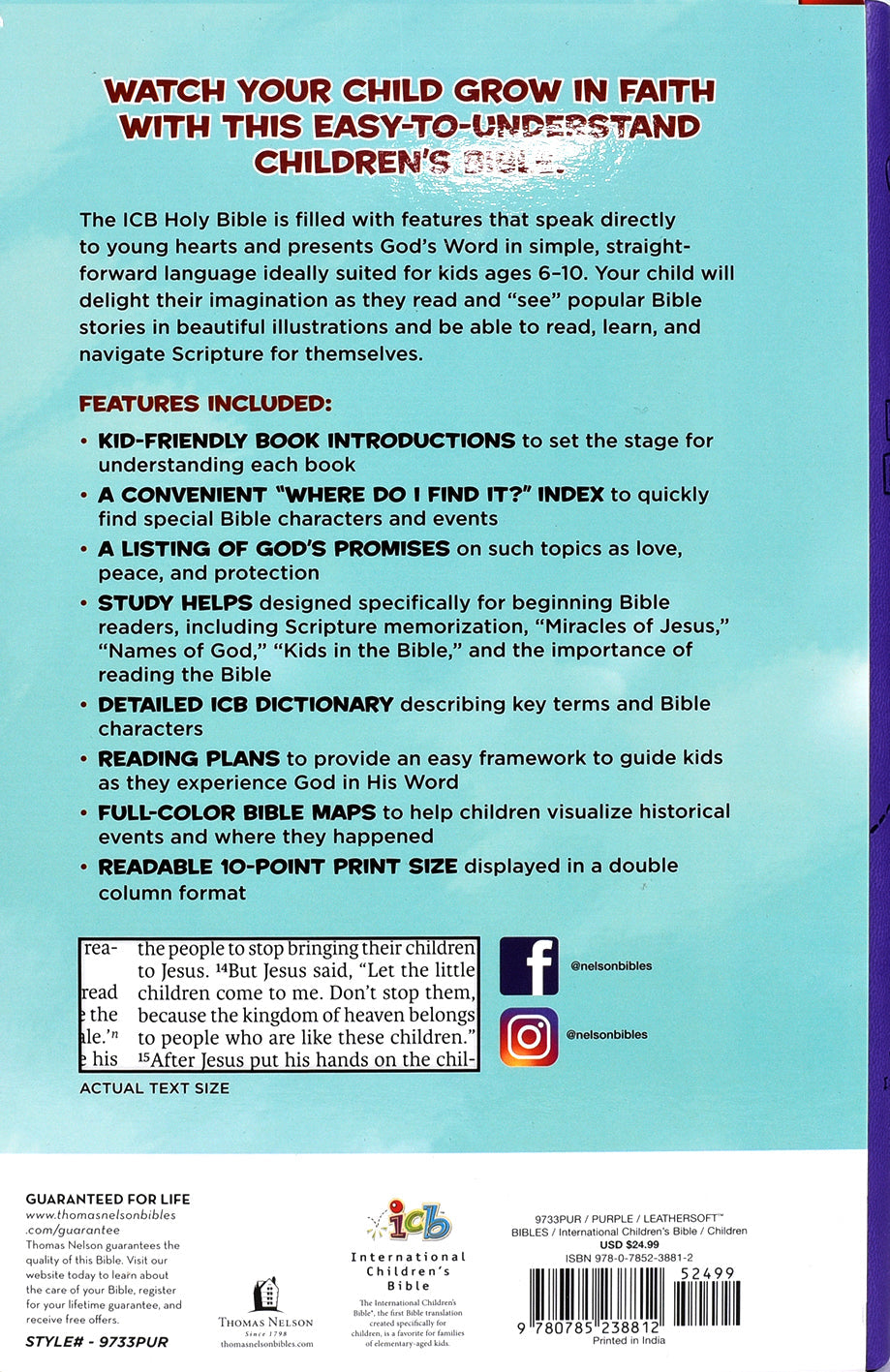 Front cover of the ICB Holy Bible for Kids