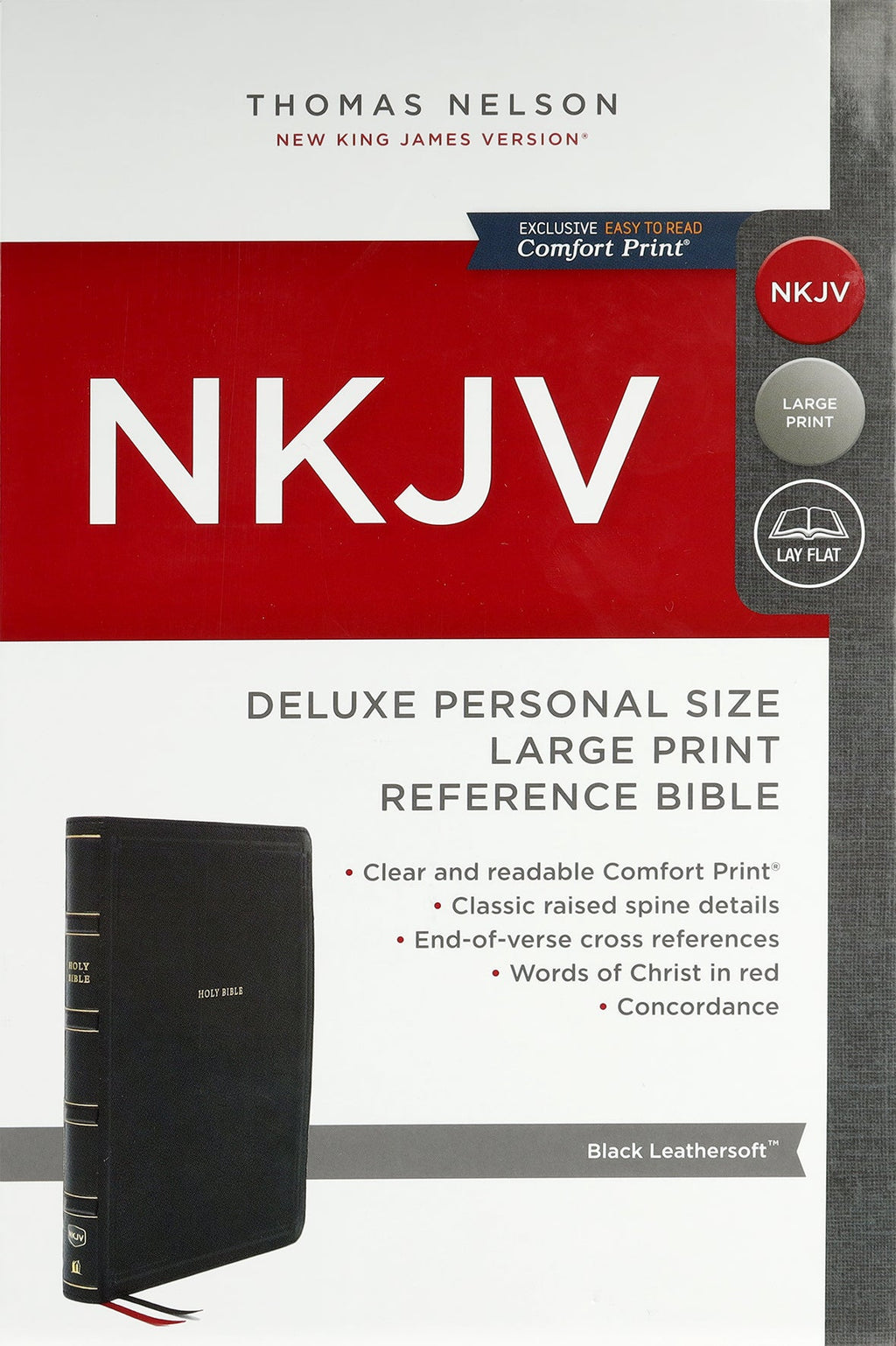 Front cover of NKJV Deluxe Personal Size Large Print Red Letter Bible with personal size design and red letter edition