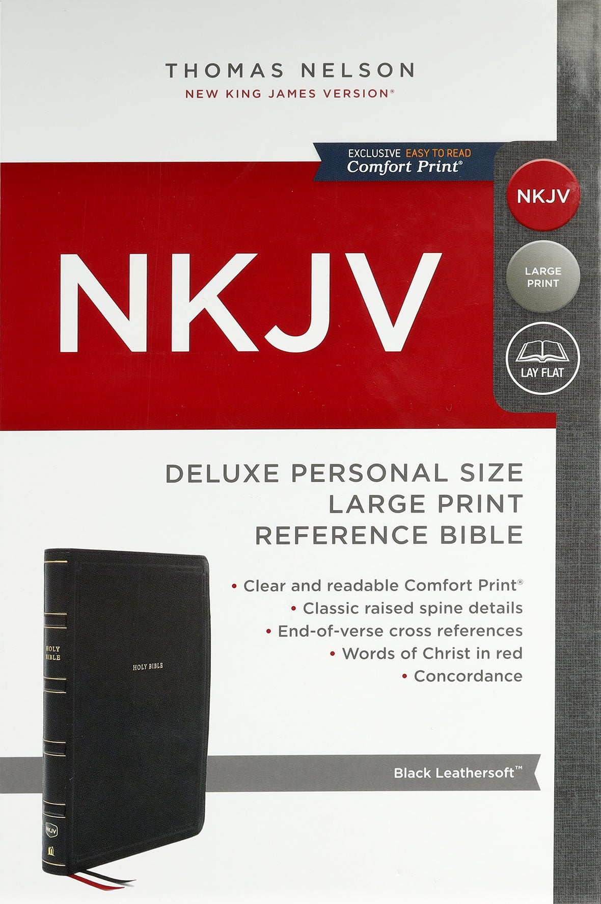 Front cover of NKJV Deluxe Personal Size Large Print Red Letter Bible with personal size design and red letter edition