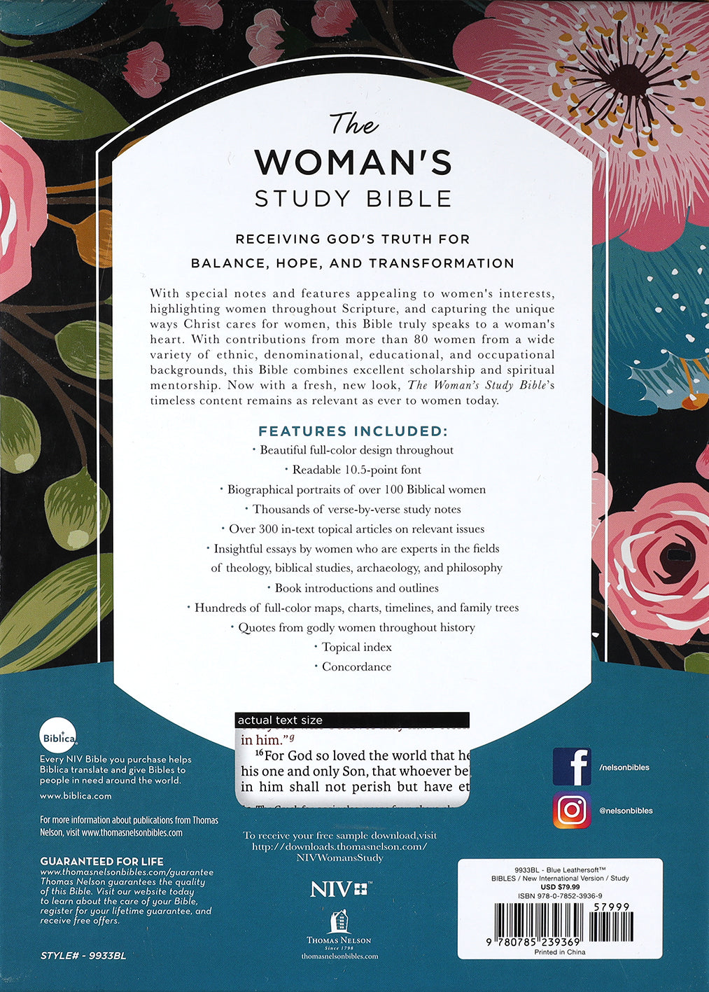 Close-up of the NIV Woman's Study Bible Blue cover