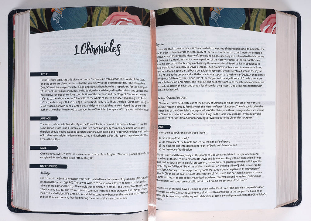 Woman reading the NIV Woman's Study Bible Blue
