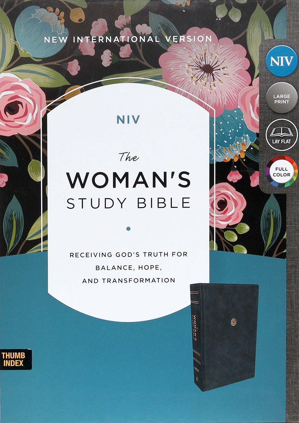 NIV Woman's Study Bible with blue thumb index for easy navigation