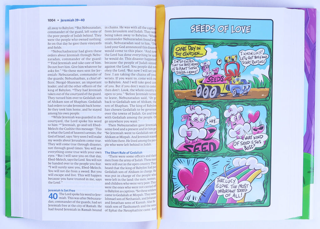 A close-up of the ICB Garden Children's Bible