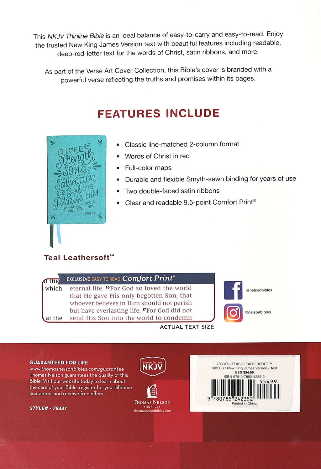 NKJV Thinline Bible Verse Art Cover Collection Teal Thumb Indexed (Red Letter Edition)