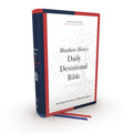 NKJV Matthew Henry Daily Devotional Bible with journaling pages, red letter edition, and a theistic tone.
