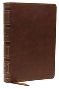 NKJV Single-Column Wide-Margin Reference Bible in Brown leather cover with Red Letter Edition